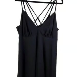 City Chic Sexy Strap Black Midi Dress Crisscross Back V-Neck Size L NWT